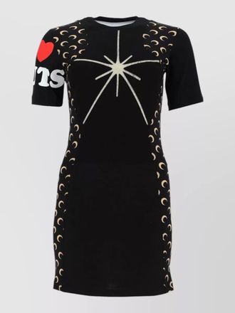 Marine Serre graphic stretch dress knee length crew neck