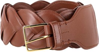 Altuzarra Skinny Braided Belt in Brown Calfskin Leather