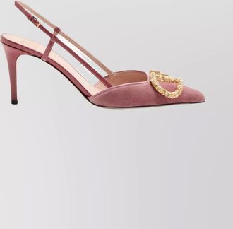 Valentino Garavani signature velvet slingback pumps gemstone detail