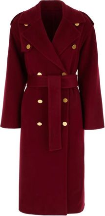 Alberta Ferretti Dubbelrijige Jas met Riem - Dames - Jas met riem - Rood - XS - Wol - Jassen