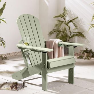 VonHaus Westport Reclining HDPE Folding Adirondack Garden Chair in Light Green | Size: 1 Pack