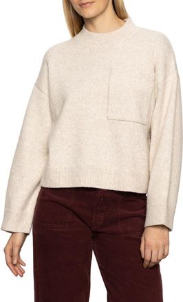 Sanctuary Chest Pocket Crewneck Sweater in Heather Pearl at Nordstrom, Size X-Large