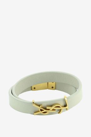 Saint Laurent Dopplearmband aus Leder und goldenem Metall mit Monogramm Opyum