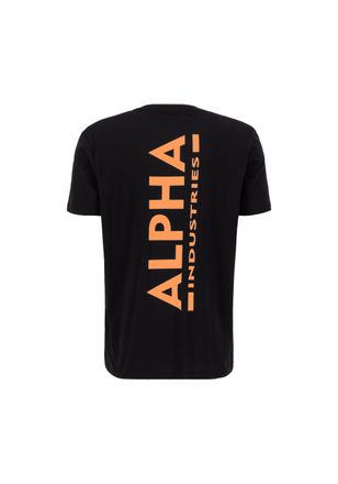 Alpha Industries T-Shirt ALPHA INDUSTRIES Backprint T-Shirt Reflective Print, Herren, Gr. S, orange (schwarz, refl.oran), Obermaterial: 100% Baumwolle, Shirts T-Shirt