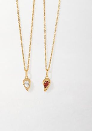 Edge of Ember Toi et Moi Garnet & Topaz Friendship Necklaces in Metallic Gold at Nordstrom