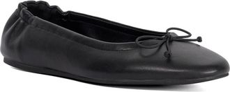 Dune London Womens Ladies Handle - Ruched Ballet Flats - Black Leather - Size UK 6