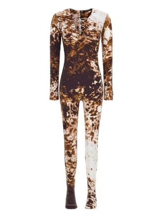 Roberto Cavalli Appaloosa jumpsuit - women - Elastane/Polyester - M - Brown