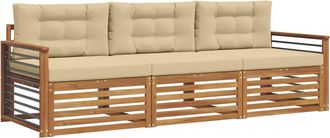vidaXL Conjunto De Sof&aacute;s De Exterior 3 Uds. Natural Y Beige Vidaxl