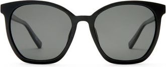 Le Specs 54mm Nirvana Cat Eye Sunglasses in Black /Smoke Mono Polarized at Nordstrom