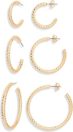 Nordstrom Rack Set of 3 Textured Hoop Earrings in Gold at Nordstrom Rack