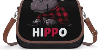 Generic Christmas Hippo Buffalo Plaid Crossbody Bags for Women Shoulder Messenger Bag Purse Handbags