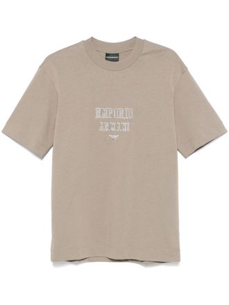 Emporio Armani logo-embroidered T-shirt - men - Cotton - S - Brown