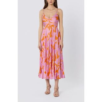 ASTR the Label Maeve Midi Dress in Orange Pin at Nordstrom, Size X-Small