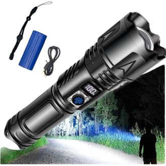 OEM Linterna Led Recargable Usb-c De 100.000 L&uacute;menes, Linterna T&aacute;ctica Impermeable Ip65, Para Camping, Emergencias Y Actividades Al Aire Libre -crezuo