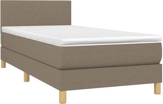 vidaXL Cama Box Spring Colch&oacute;n Y Luces Led Gris Taupe 80x200 Cm Vidaxl