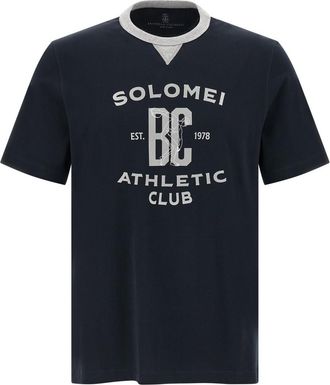 Brunello Cucinelli Blue Printed T-shirt