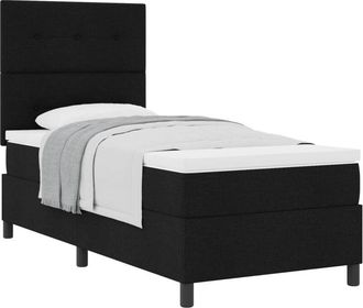vidaXL Box Spring Bed with Mattress Black 90 x 200 cm Fabric vidaXL
