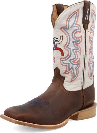Twisted X Boots Mens 12 All Leather Hooey Western Boot In Brown/white