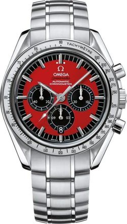 Omega Pre-owned Omega Speedmaster Chronograph Hand Wind Red Dial Ladies Watch 3506.61.00