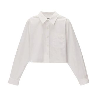 Alexander Wang Cropped Shirt - Dames - Blouses & Shirts - Wit - Maat: 2XS Katoen