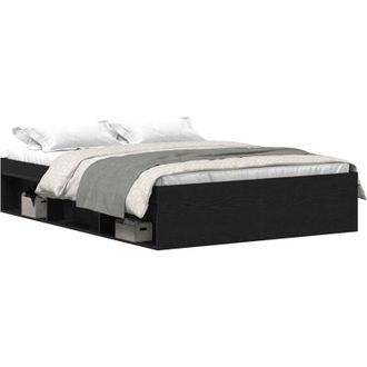 vidaXL Estructura De Cama Sin Colch&oacute;n Roble Negro 120x190 Cm Vidaxl