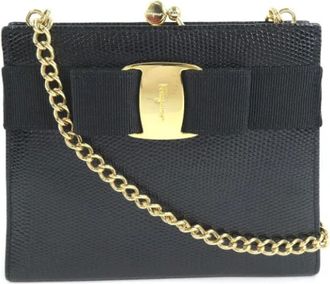Ferragamo Pre-owned Cross Body Bags, female, Black, Size: ONE SIZE Pre-owned Leather shoulder-bags