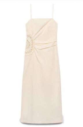 Mango Floral Crochet Sleeveless Midi Dress in Ecru at Nordstrom Rack, Size 6