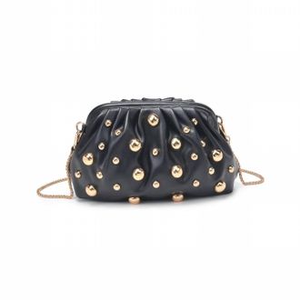 Urban Expression Womens Carey Studded Leather Clutch With Chain In Black