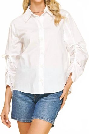 Pinch Design Willow Shirred Sleeve Elegance Blouse In White