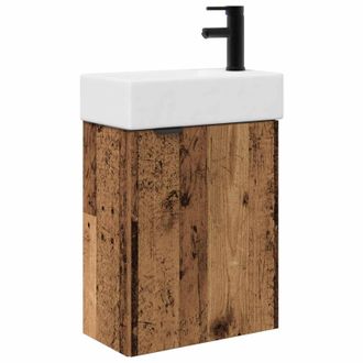 vidaXL M&oacute;dulo De Ba&ntilde;o Con Grifer&iacute;a Madera Envejecida Vidaxl
