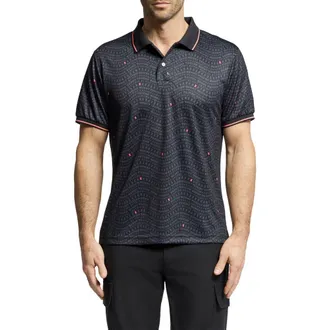 Psycho Bunny Winston Print Sport Polo in Black at Nordstrom, Size 4