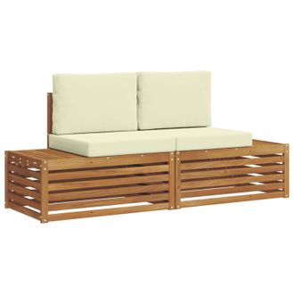 vidaXL Conjunto De Sof&aacute;s De Exterior Con Coj&iacute;n 2 Pieza Natural Y Crema Vidaxl