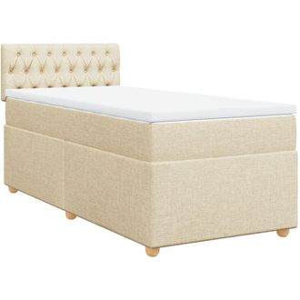 vidaXL Vidaxl - Cama Box Spring Con Colch&oacute;n Tela Color Crema 80x200 Cm