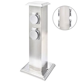 vidaXL Vidaxl - Columna Con Enchufes Para El Jard&iacute;n Acero Inoxidable Negro