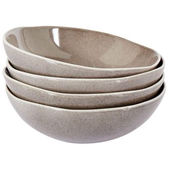 Beliani Beliani - Conjunto De 4 Platos Hondos Cuenco Para Pasta De Gres Caol&iacute;n Artesanal Acabado Esmalte Reactivo Gris Costmary
