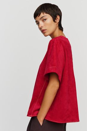 Maeve Emmy Faux-Suede Swing Blouse by Maeve