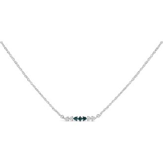 House of Brilliance Sterling Silver 1/5 Cttw White and Blue Diamond 6 Stone Bar Necklace at Nordstrom