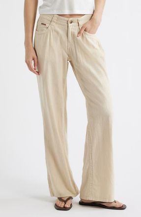 BDG Kayla Linen & Cotton Five-Pocket Pants in Sand at Nordstrom, Size X-Large
