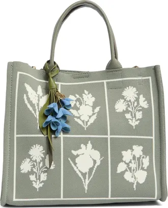 Nanette Lepore Floral Knit Square Satchel in Dusky Pine Floral Knit at Nordstrom Rack
