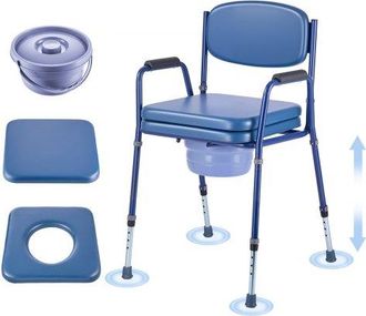 OEM Silla Con Inodoro Port&aacute;til 3 En 1, Capacidad De 181 Kg, Con Asiento Y Respaldo Acolchados, Cubo Desmontable De 5 L, Altura Ajustable, Para Adultos May