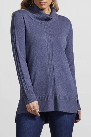 Tribal Long Sleeve Cowl Neck Sweater In Heather Sapphire