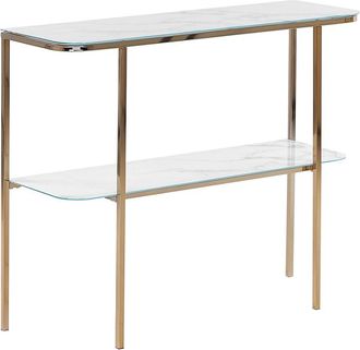 Beliani Consola Vidrio templado M&aacute;rmol Dorado