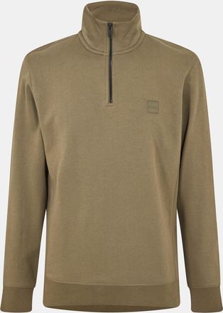 HUGO BOSS Mens Zetrust Zip Neck Soft Terryclover The Head Sweatshirt in Open Green - Size Small