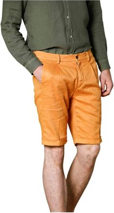 Mason's Carrot Fit Linnen-Katoenen Chino Bermuda Shorts - Heren - Korte Broeken - Oranje - S - Katoen - Korte Broeken