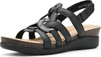 Clarks Calenne Gracie Womens Wedge Shoes Black Combi Coated Leather : 9.5 B - Medium