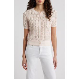 Rag & Bone Leslie Wave Pointelle Knit Cardigan in Light Pink at Nordstrom, Size Xx-Small