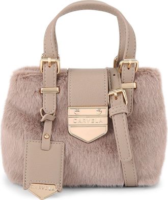 Carvela Womens Maria Micro Fur Bag - Taupe - One Size