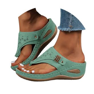 Generic Wedge Flip Flops for Women Summer Wide Fit Flat Sandals with Arch Support Lightweight Anti-Slip Walking Sandals Comfortable Casual Outdoor Non-Slip Be