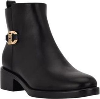 Tommy Hilfiger Imiera Boots Womens Black Faux Leather Side Zip Bootie LION728