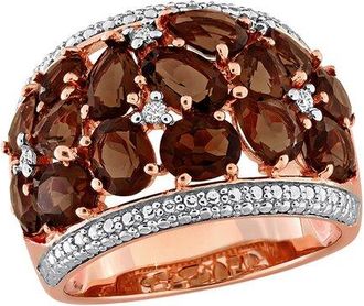 Rina Limor Rose Gold-Plated Silver 5.62 Ct. Tw. Diamond & Smoky Quartz Ring